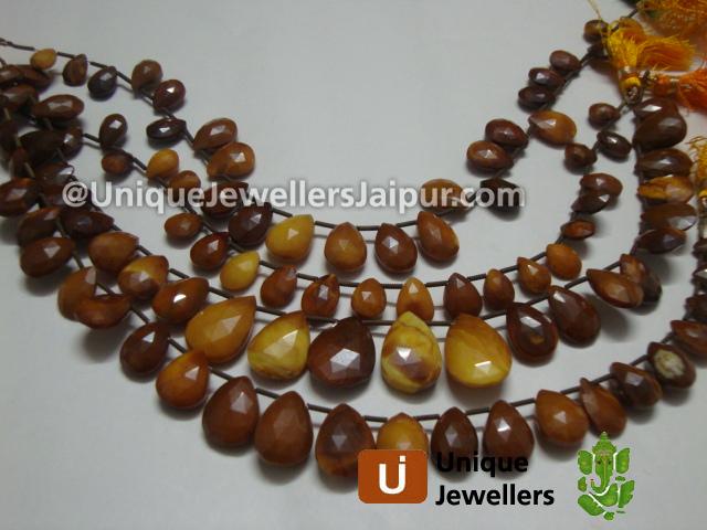 Brown Opel Faceted Pear Beads
