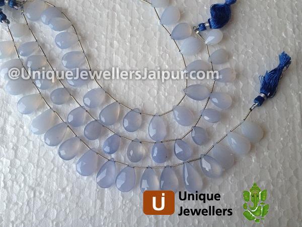 Chalcedony Faceted Pear Beads