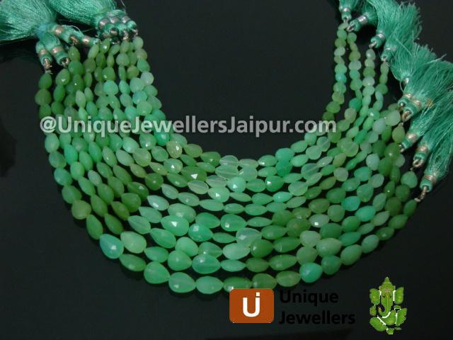 Shaded Crysoprase Faceted Pear Beads