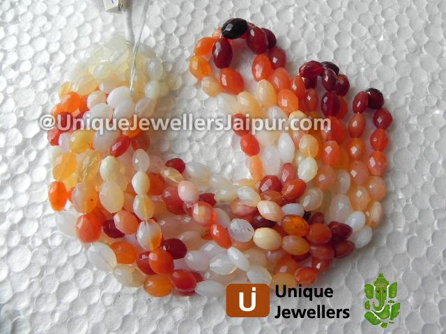 Fire Opal Faceted Oval Beads