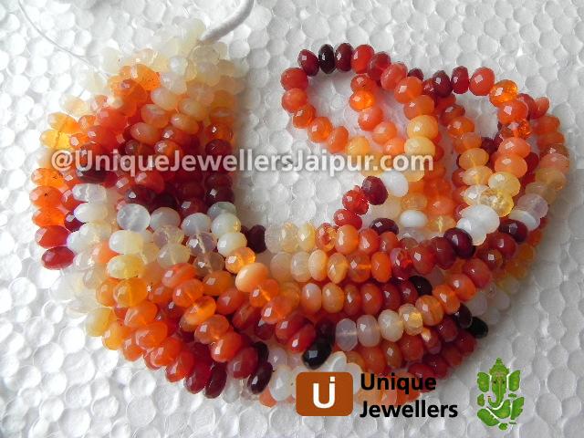 Fire Opal Far Faceted Roundelle Beads