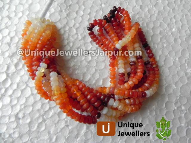 Fire Opal Far Faceted Roundelle Beads