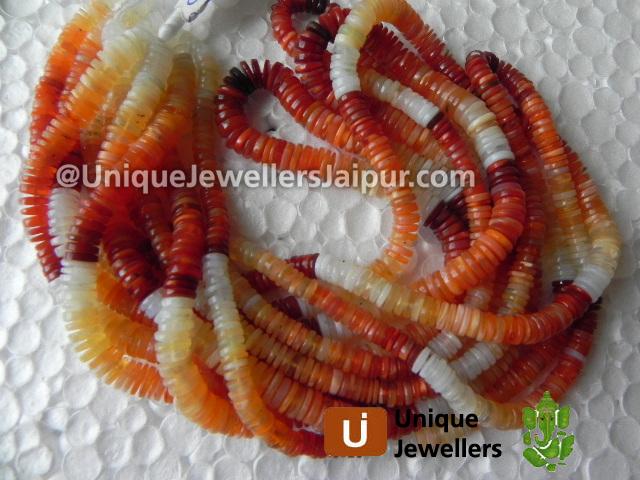 Fire Opal Plain Tyre Beads