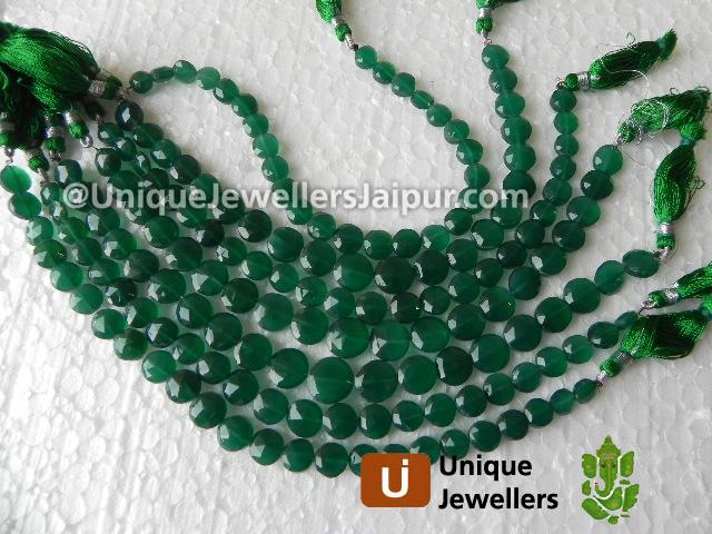 Green Onyx Faceted Coin Beads