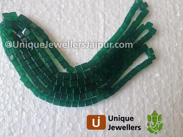 Green Onyx Plain Cube Beads