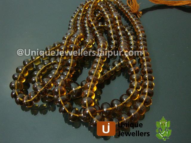 Cognac Quartz Plain Roundelle Beads