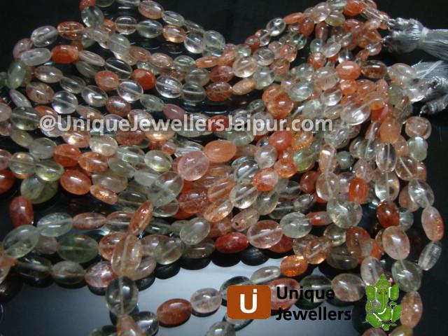Multi Sunstone Plain Oval Beads