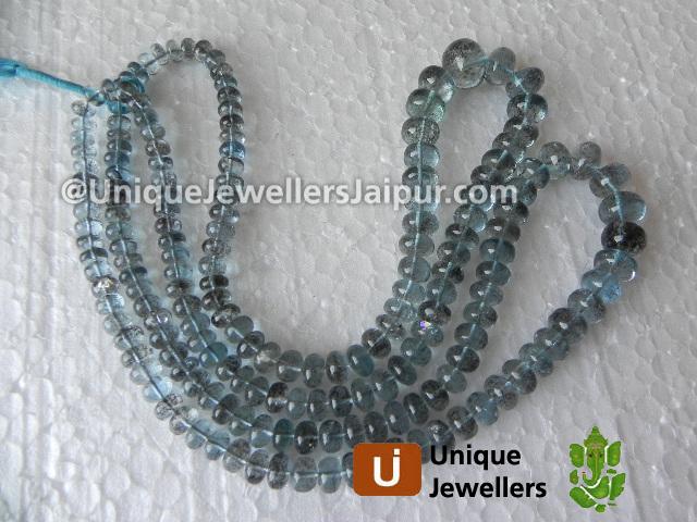 Blue Moss Aquamarine Plain Roundelle Beads