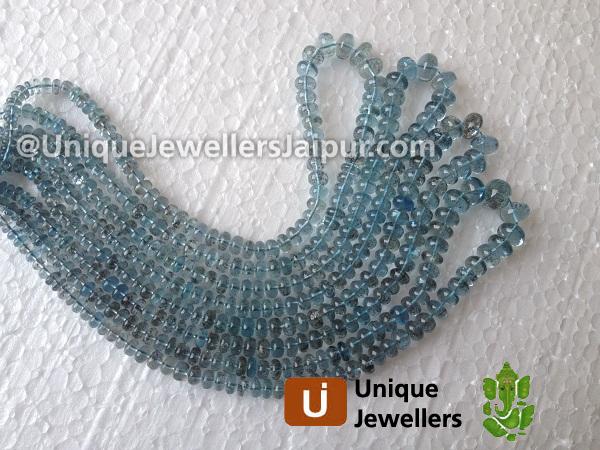 Moss Aquamarine Plain Roundelle Beads