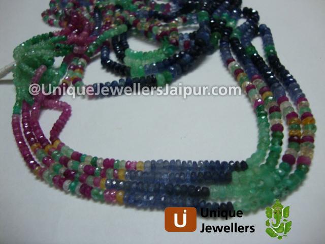 Multi Precious Faceted Roundelle Beads