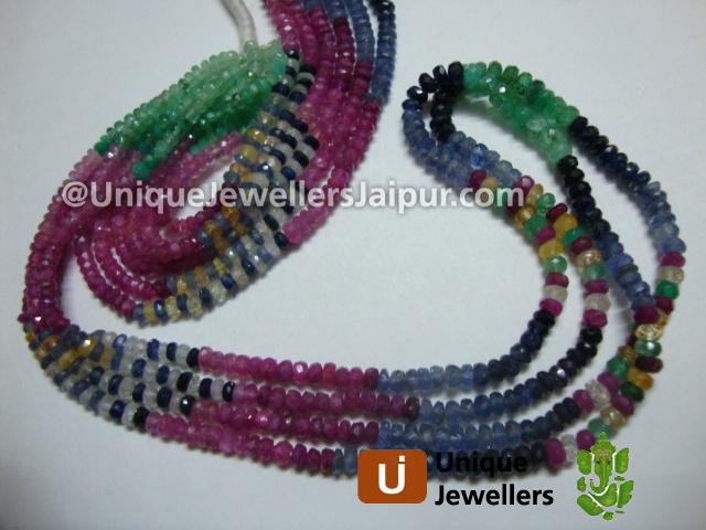 Multi Precious Faceted Roundelle Beads