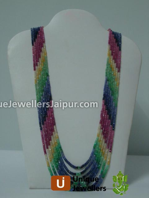 Multi Precious Faceted Roundelle Beads