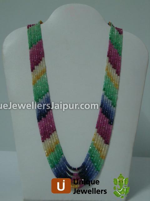 Multi Precious Faceted Roundelle Beads