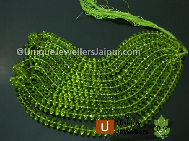 Peridot Far Micro Cut Roundelle Beads