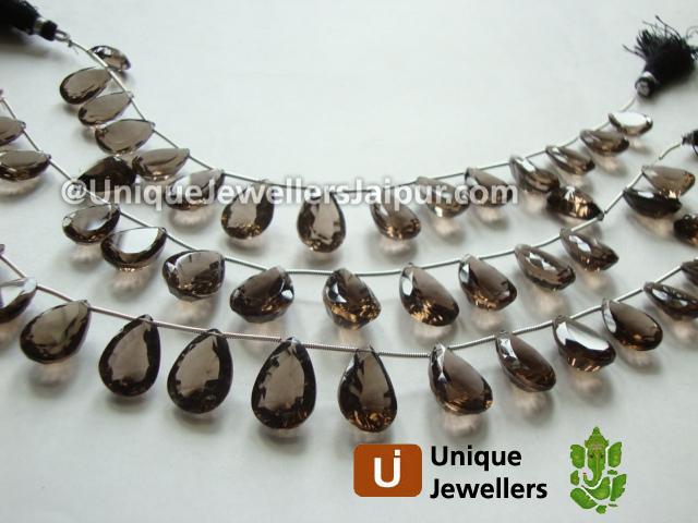 Smokey Concave Cut Pear Beads