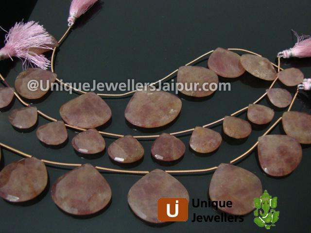 Strawberry Quartz Far Faceted Heart Beads