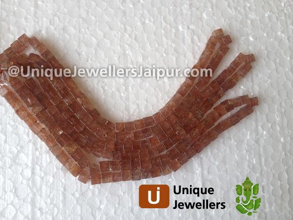 Sunstone Plain Cube Beads