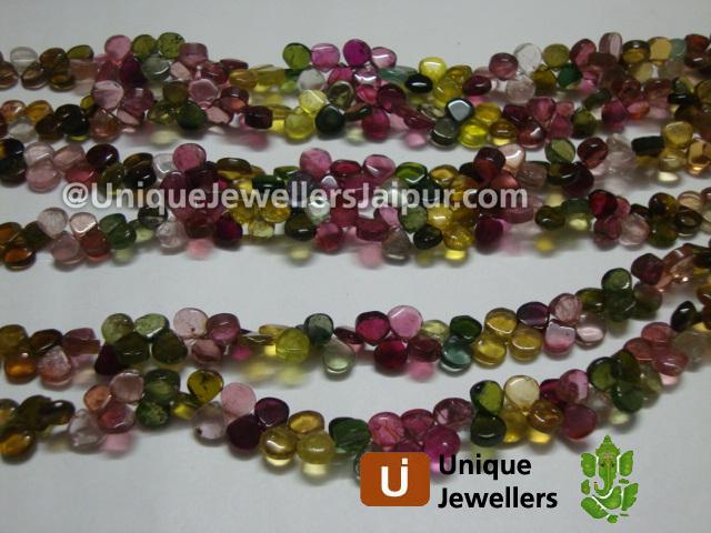 Multi Tourmaline Plain Heart Beads