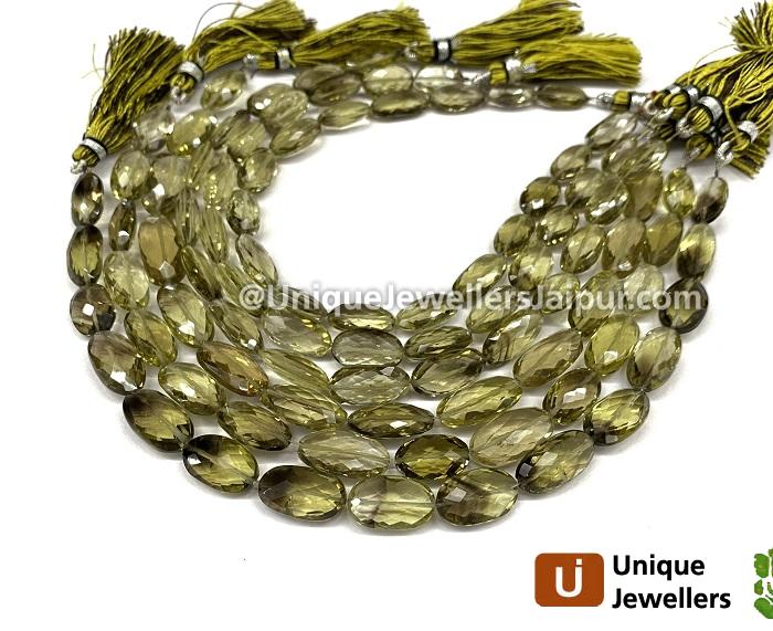 Bi Lemon Quartz Faceted Long Oval Beads