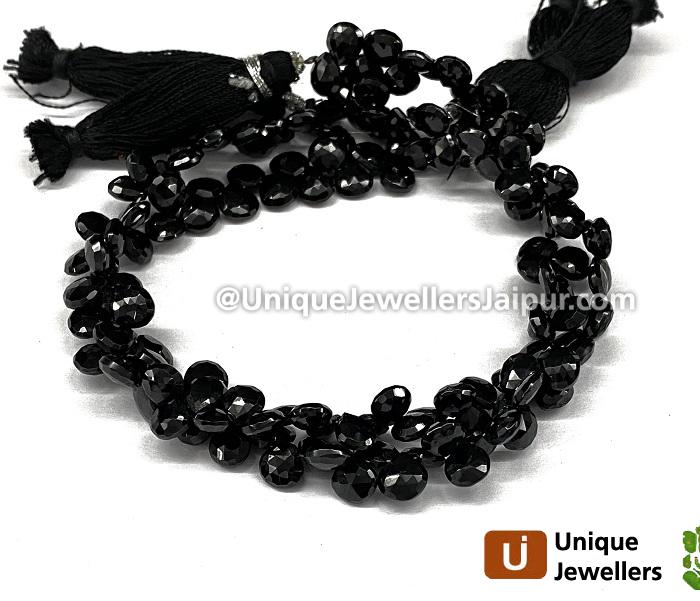 Black Spinel Briollete Heart Beads