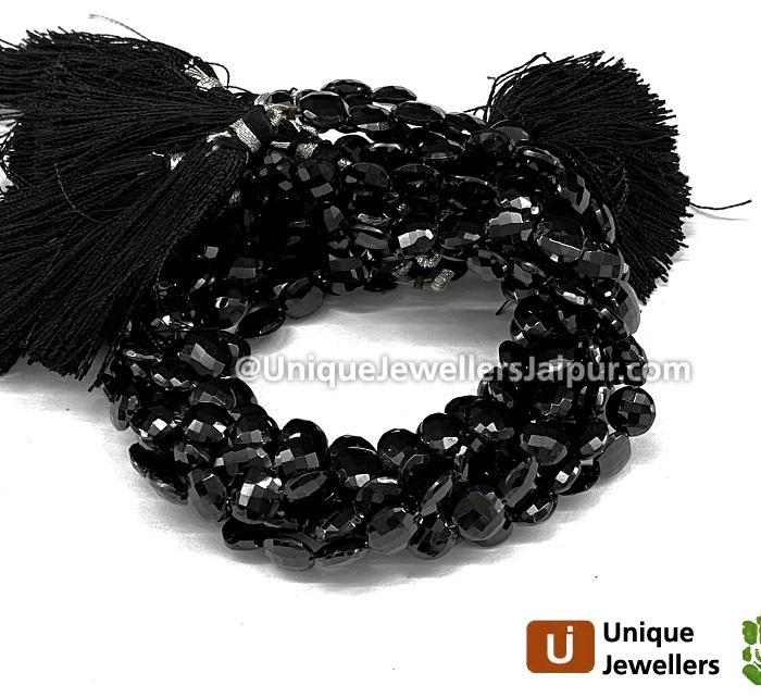 Black Spinel Briollete Coin Beads