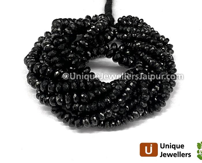 Black Spinel Far Faceted Roundelle Beads