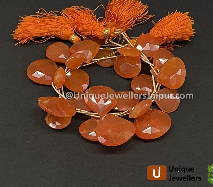 Carnelian Briollete Heart Beads