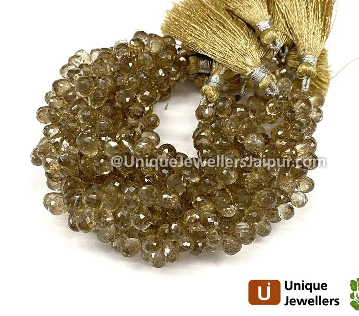 Coffee Quartz Faceted Drop Beads