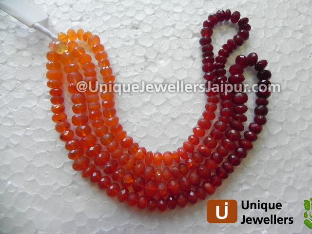 Fire Opal Faceted Roundelle Beads