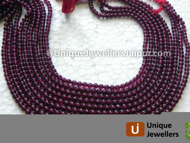 Garnet Plain Round Beads