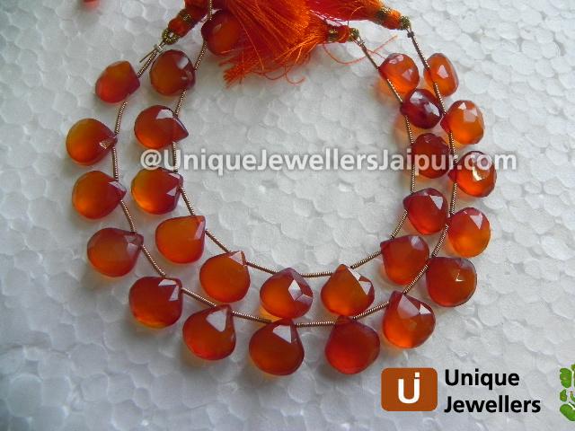 Royal Orange Chalcedony Faceted Heart Beads