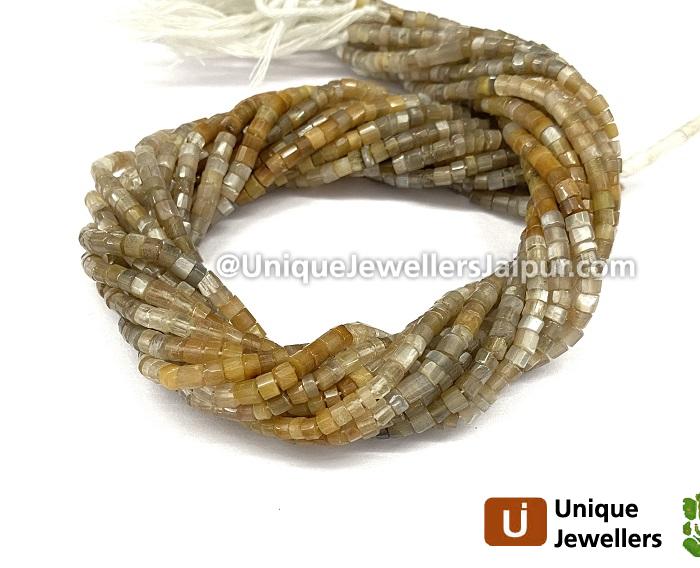 Golden Feldsphar Faceted Tyre Beads