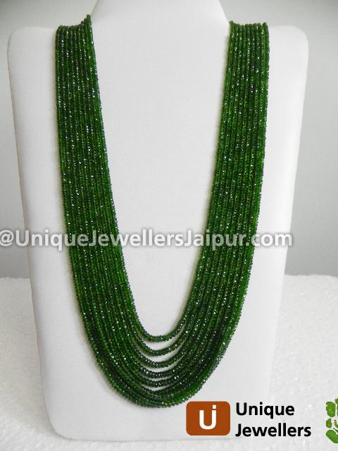 Chrome Diopside Faceted Roundelle Beads