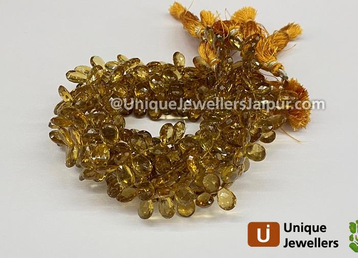 Cognac Quartz Briollete Pear Beads