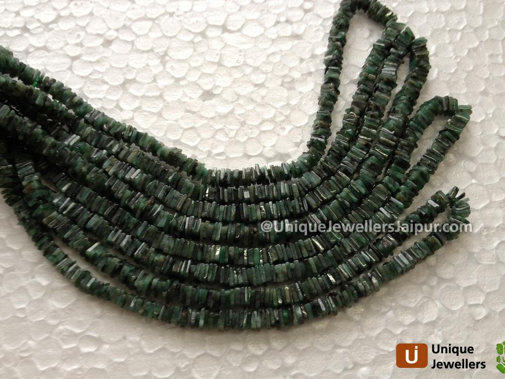 Emerald Plain Heishi Cube Beads