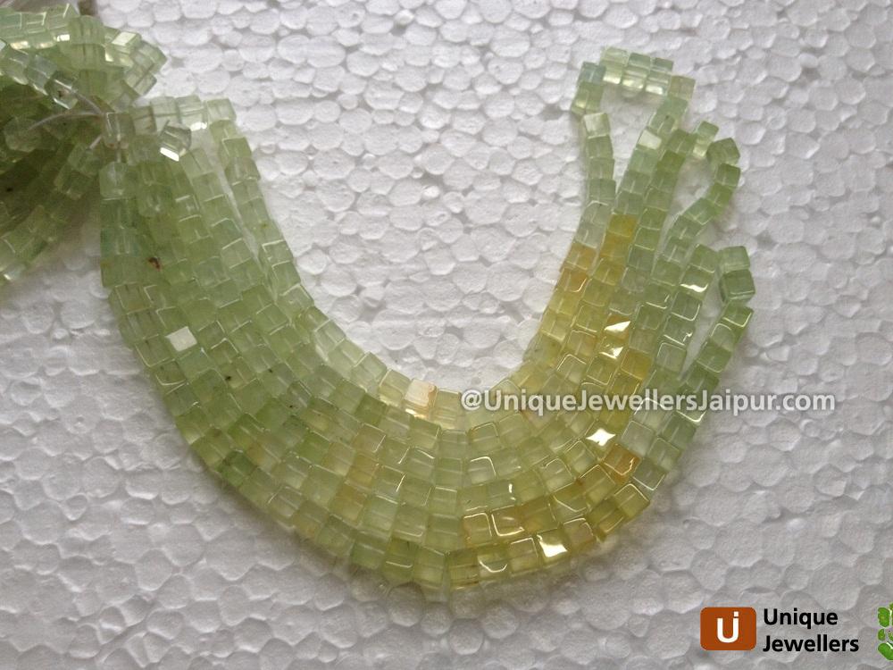 Multi Prehnite Plain Cube Beads