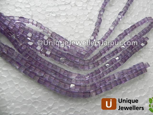 Pink Amethyst Plain Cube Beads