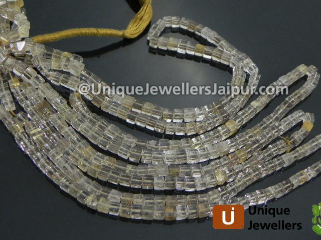 Rutile Quartz Plain Cube Beads