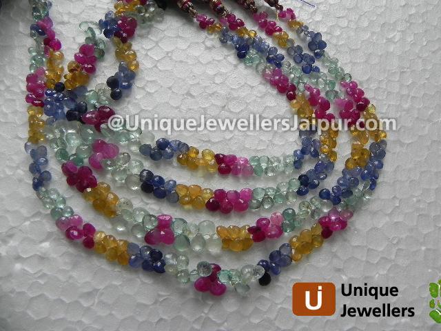 Multi Precious Faceted Heart Beads