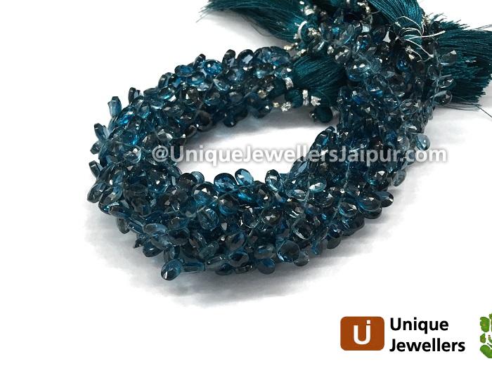 London Blue Topaz Faceted Pear Beads