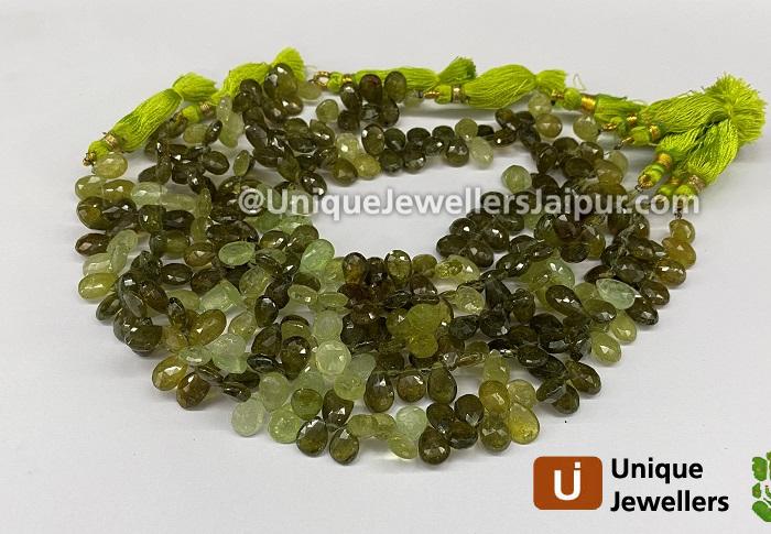 Grossular Garnet Briollete Pear Beads