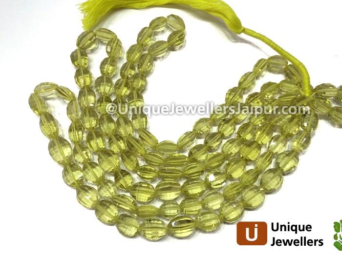 Lemon Quartz Far Step Cut Oval Beads