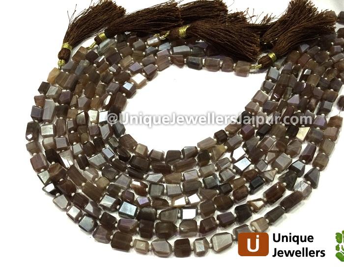 Chocolate Moonstone Faceted Nugget Beads