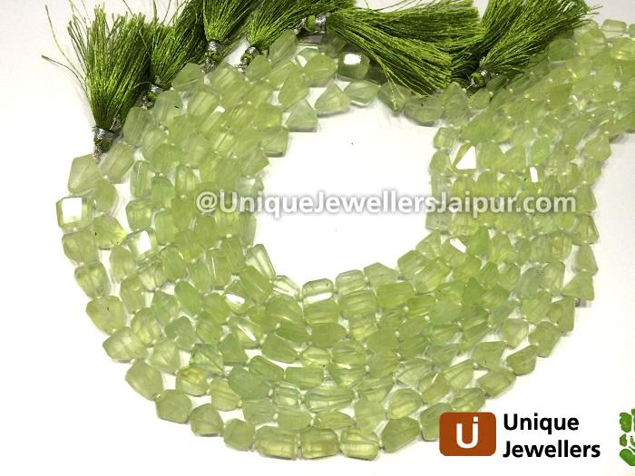 Prehnite Faceted Nugget Beads