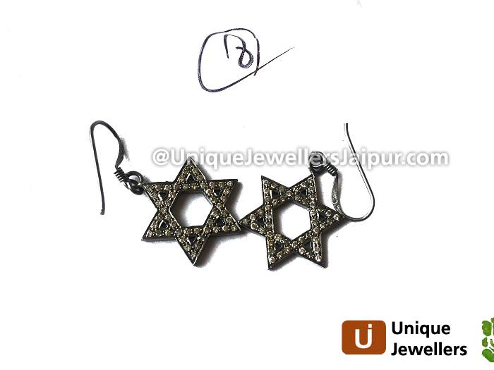 Diamond Studded Silver Star Earrings