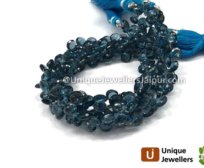 London Blue Topaz Briollete Heart Beads