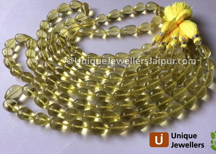 Lemon Quartz Far Faceted Drop Beads