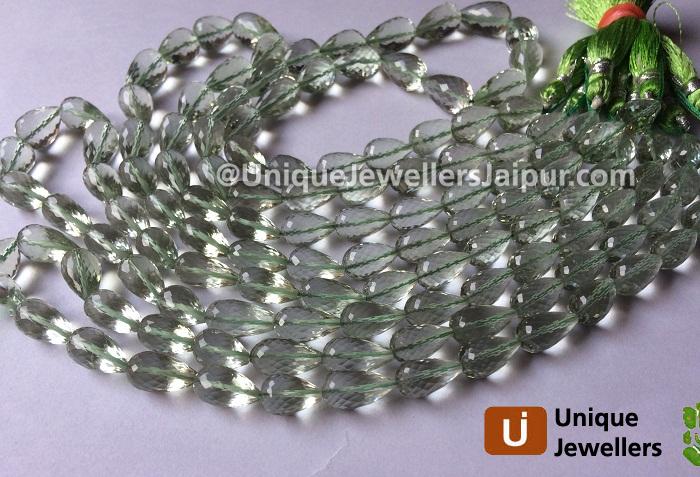 Green Amethyst Far Faceted Drop Beads