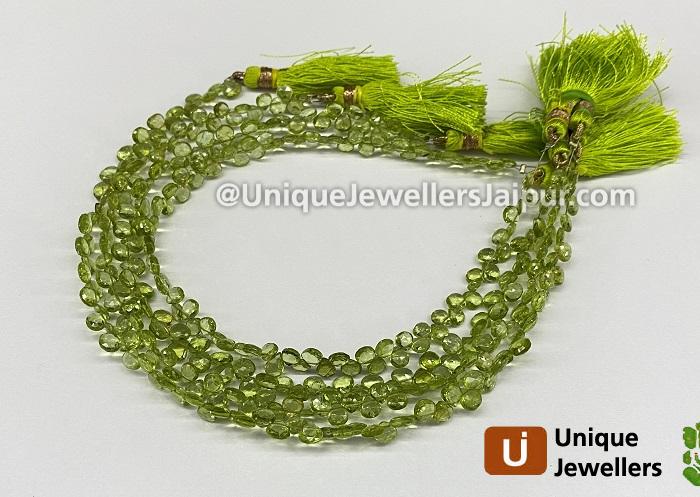 Peridot Briollete Heart Beads