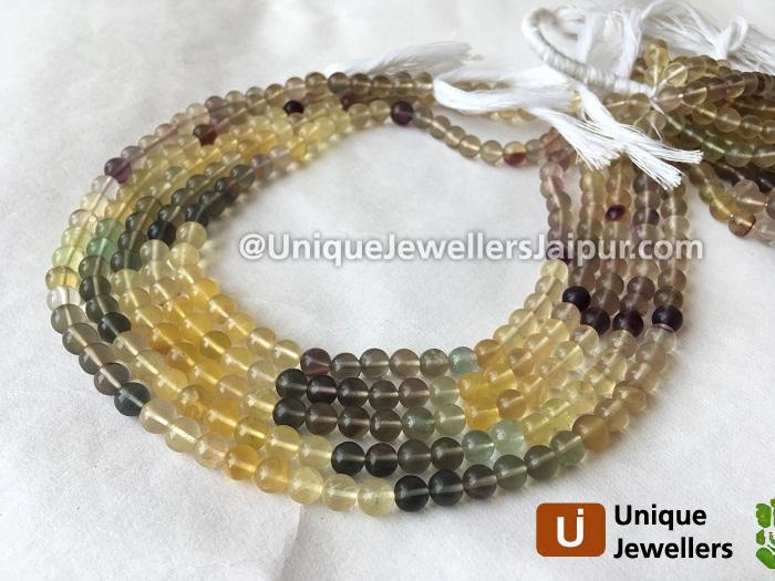 Multi Fluorite Smooth Round Beads